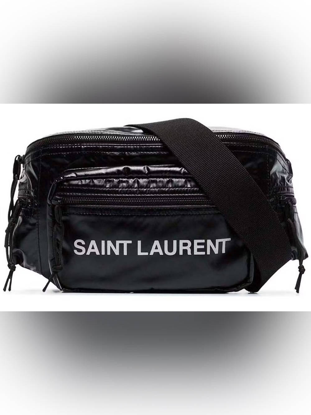 Saint Laurent Black Logo Belt Bag with Wide Strap